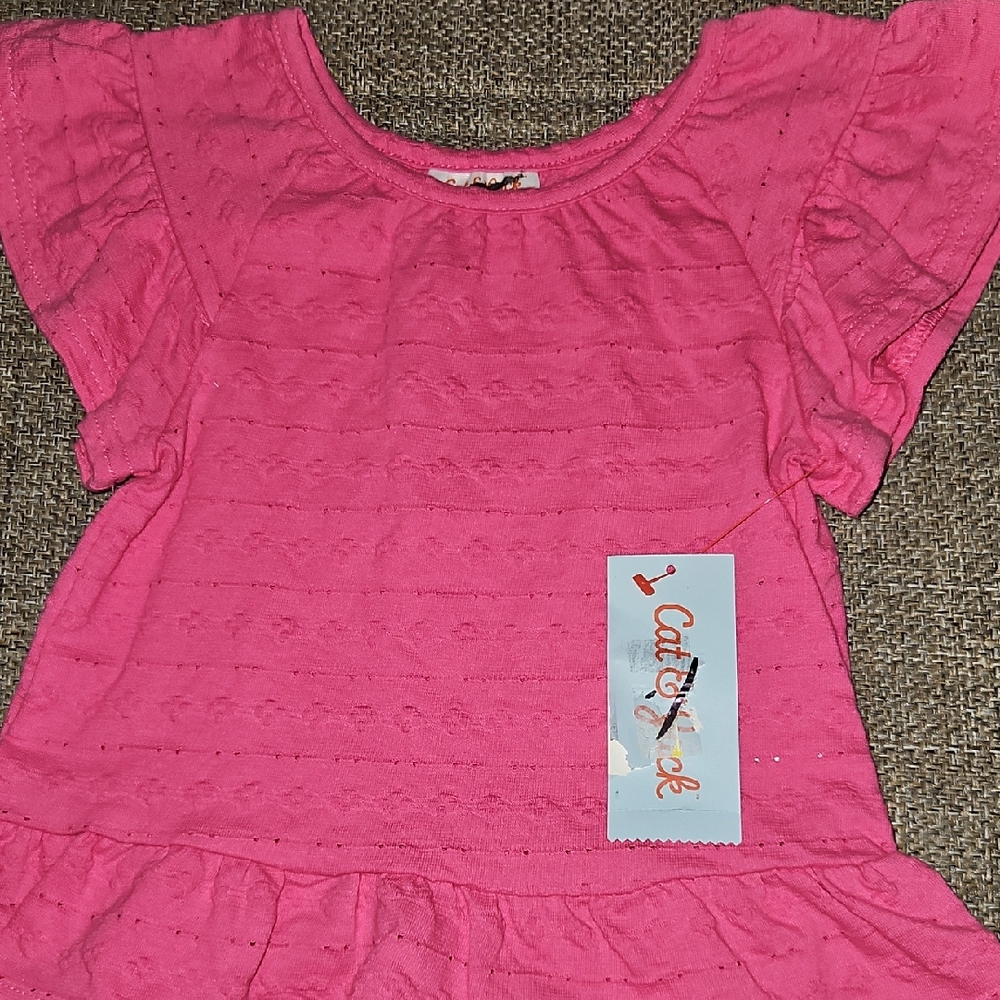 Cat & Jack Pink Ruffle Sleeve Top